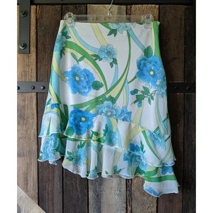 Floral Short Flirty Asymmetrical Skirt size 3